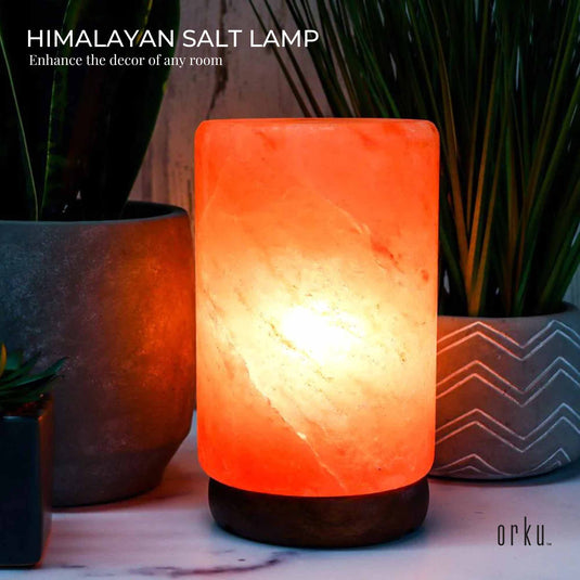 Translation missing: en.USB Himalayan Salt Lamp - Cylinder Carved Shape Pink Crystal Rock LED Light