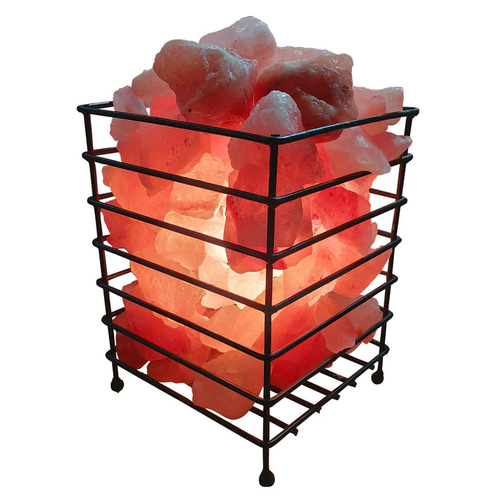 Translation missing: en.12V 12W Rectangle Iron Basket Himalayan Pink Salt Lamp Rock Crystal Bulb On/Off