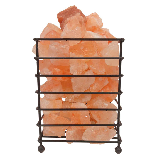 Translation missing: en.12V 12W Rectangle Iron Basket Himalayan Pink Salt Lamp Rock Crystal Bulb On/Off
