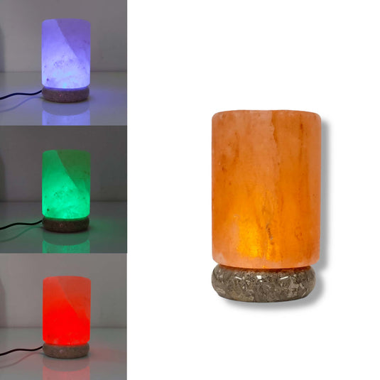 Translation missing: en.USB Colour Changing Salt Himalayan Lamp - Cylinder Shape Pink Rock LED Light