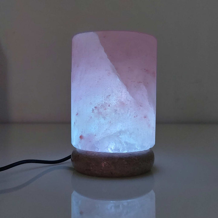 Translation missing: en.USB Colour Changing Salt Himalayan Lamp - Cylinder Shape Pink Rock LED Light