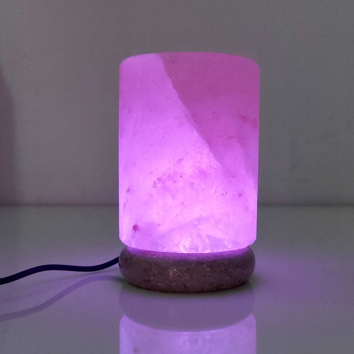 Translation missing: en.USB Colour Changing Salt Himalayan Lamp - Cylinder Shape Pink Rock LED Light