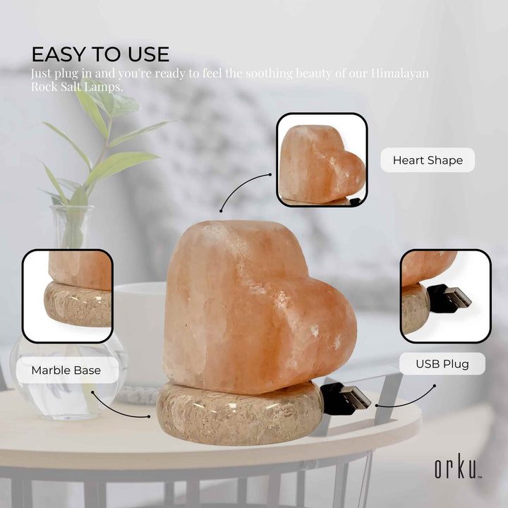 Translation missing: en.USB Colour Changing Salt Himalayan Lamp - Heart Love Shape Pink Rock LED Light
