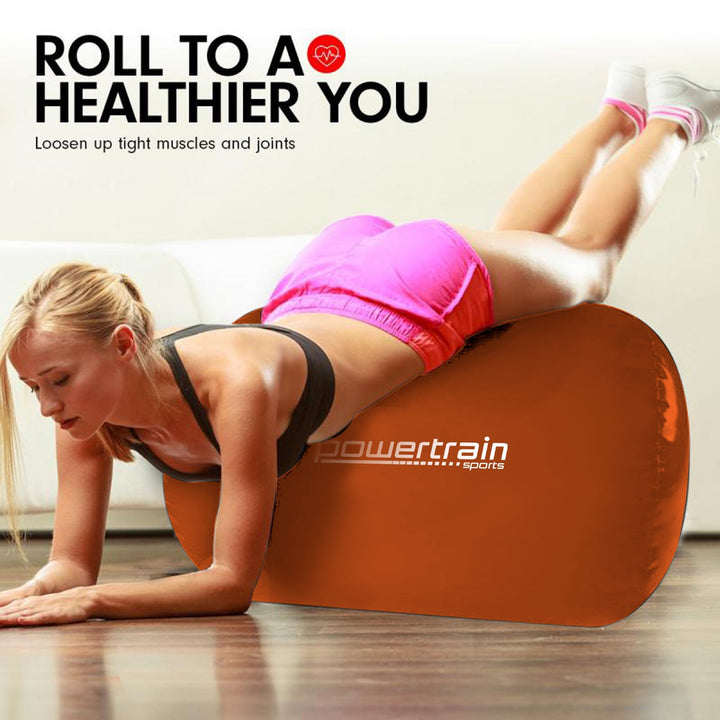 Translation missing: en.Powertrain Sports Inflatable Gymnastics Air Barrel Exercise Roller 120 x 75cm - Orange