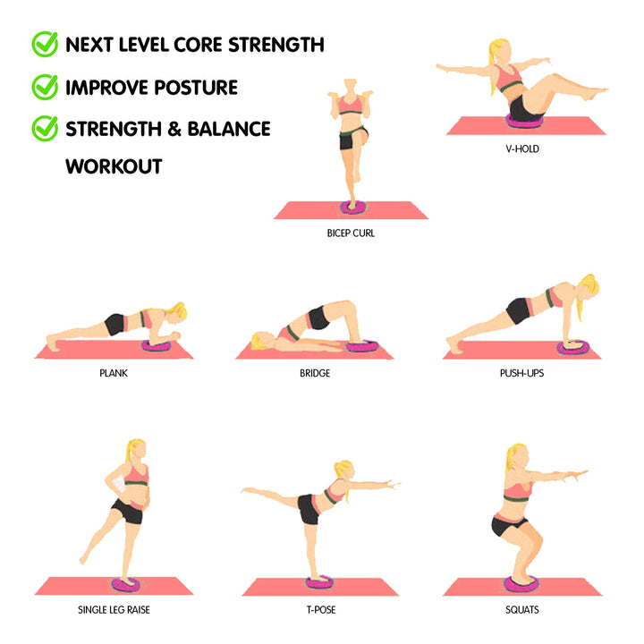 Translation missing: en.Powertrain Yoga Stability Disc Home Gym Pilates Balance Trainer - Pink