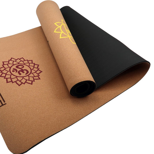 Translation missing: en.Powertrain Cork Yoga Mat with Carry Straps Home Gym Pilates - Chakras