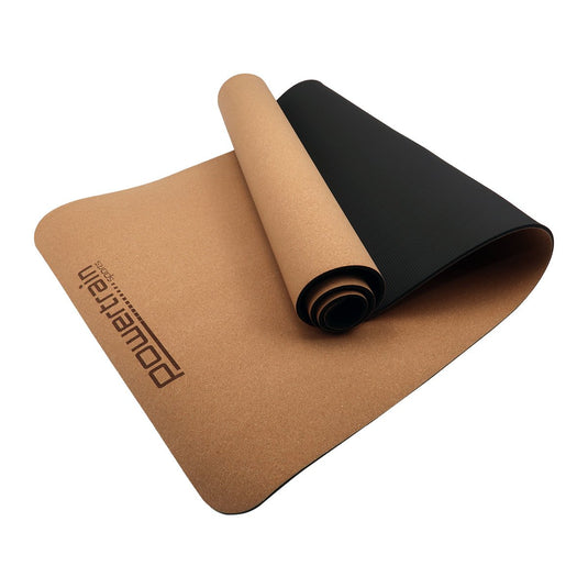 Translation missing: en.Powertrain Cork Yoga Mat with Carry Straps Home Gym Pilates - Plain