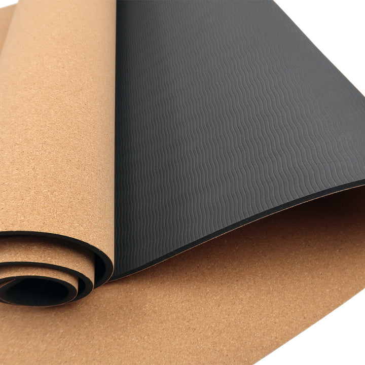 Translation missing: en.Powertrain Cork Yoga Mat with Carry Straps Home Gym Pilates - Plain