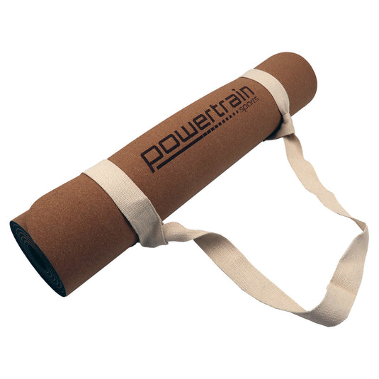 Translation missing: en.Powertrain Cork Yoga Mat with Carry Straps Home Gym Pilates - Plain