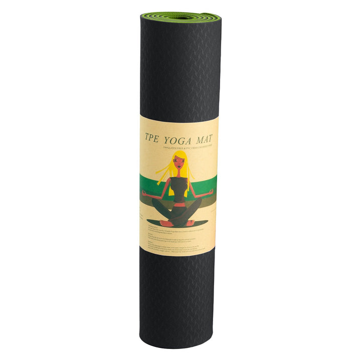 Translation missing: en.Powertrain TPE Yoga Exercise Mat Home Gym Pilates Fitness 8mm Thick in Black/Green