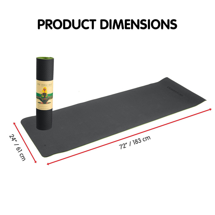 Translation missing: en.Powertrain TPE Yoga Exercise Mat Home Gym Pilates Fitness 8mm Thick in Black/Green