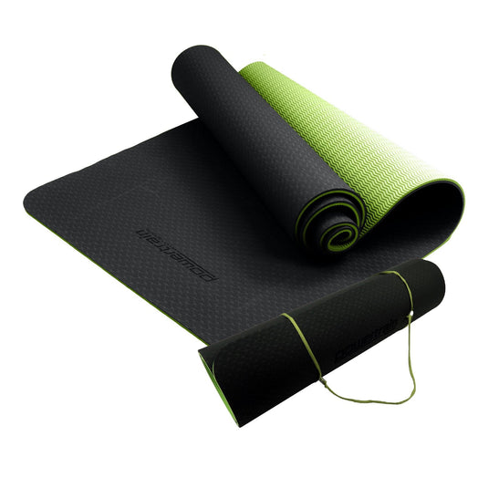 Translation missing: en.Powertrain TPE Yoga Exercise Mat Home Gym Pilates Fitness 8mm Thick in Black/Green