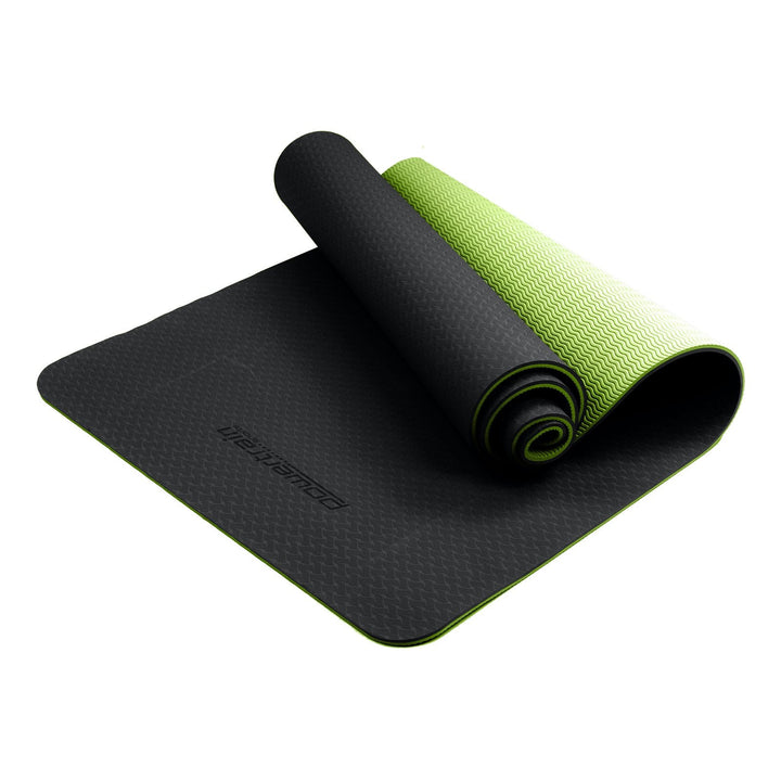 Translation missing: en.Powertrain TPE Yoga Exercise Mat Home Gym Pilates Fitness 8mm Thick in Black/Green