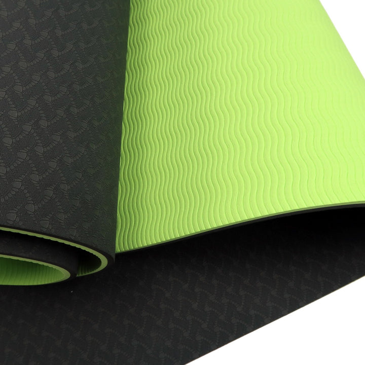 Translation missing: en.Powertrain TPE Yoga Exercise Mat Home Gym Pilates Fitness 8mm Thick in Black/Green