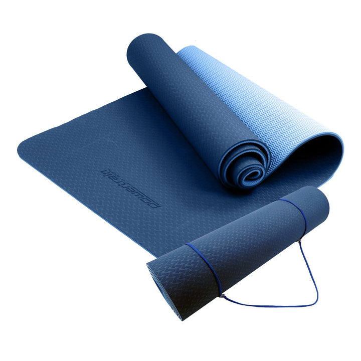 Translation missing: en.Powertrain TPE Yoga Exercise Mat Home Gym Pilates Fitness 8mm Thick in Dark Blue