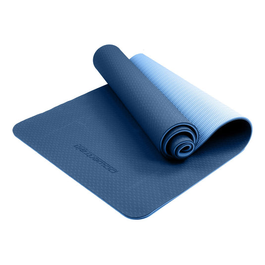 Translation missing: en.Powertrain TPE Yoga Exercise Mat Home Gym Pilates Fitness 8mm Thick in Dark Blue