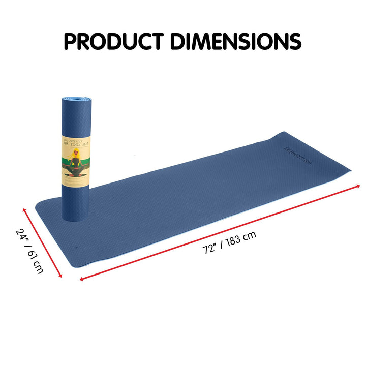 Translation missing: en.Powertrain TPE Yoga Exercise Mat Home Gym Pilates Fitness 8mm Thick in Dark Blue
