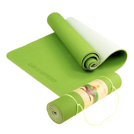 Translation missing: en.Powertrain TPE Yoga Exercise Mat Home Gym Pilates Fitness 8mm Thick in Green