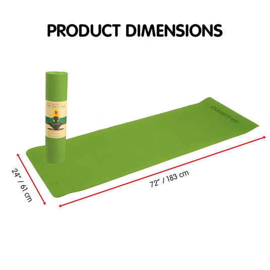 Translation missing: en.Powertrain TPE Yoga Exercise Mat Home Gym Pilates Fitness 8mm Thick in Green