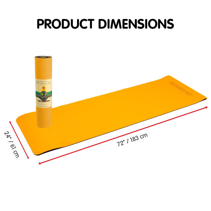 Translation missing: en.Powertrain TPE Yoga Exercise Mat Home Gym Pilates Fitness 8mm Thick in Orange