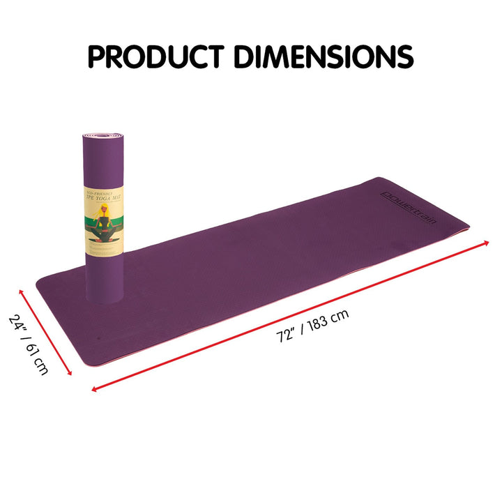 Translation missing: en.Powertrain TPE Yoga Exercise Mat Home Gym Pilates Fitness 8mm Thick in Dark Purple
