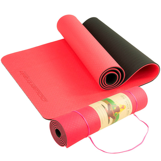 Translation missing: en.Powertrain TPE Yoga Exercise Mat Home Gym Pilates Fitness 8mm Thick in Red