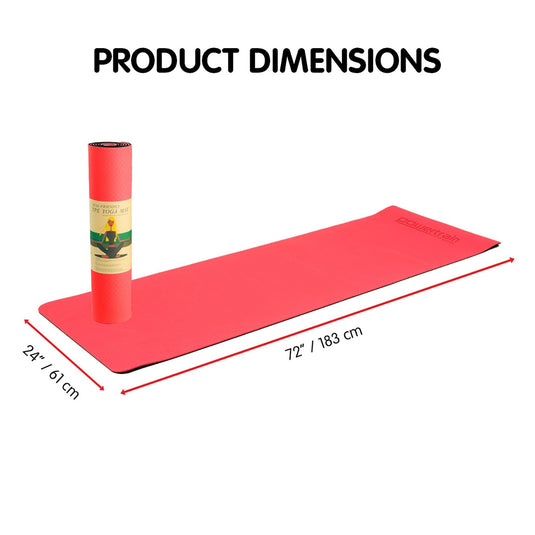 Translation missing: en.Powertrain TPE Yoga Exercise Mat Home Gym Pilates Fitness 8mm Thick in Red