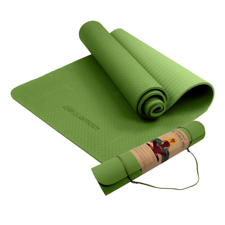 Translation missing: en.Powertrain Eco-friendly Dual Layer 6mm Yoga Mat | Olive | Non-slip Surface And Carry Strap For Ultimate Comfort And Portability