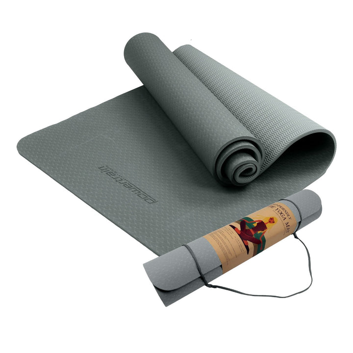 Translation missing: en.Powertrain Eco-friendly Dual Layer 6mm Yoga Mat | Slate Grey | Non-slip Surface And Carry Strap For Ultimate Comfort And Portability