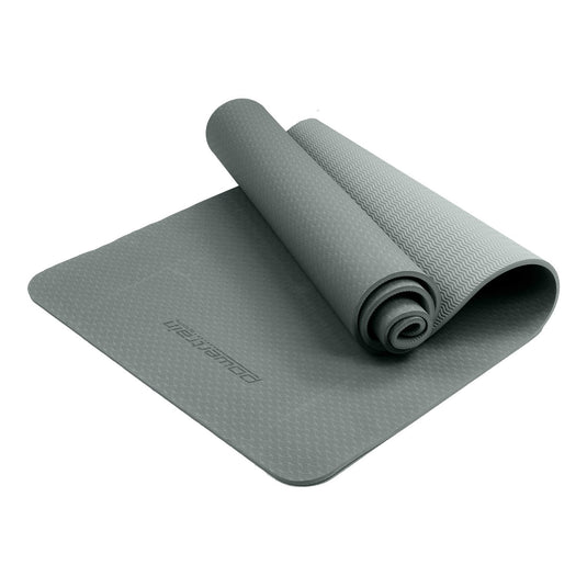 Translation missing: en.Powertrain Eco-friendly Dual Layer 6mm Yoga Mat | Slate Grey | Non-slip Surface And Carry Strap For Ultimate Comfort And Portability