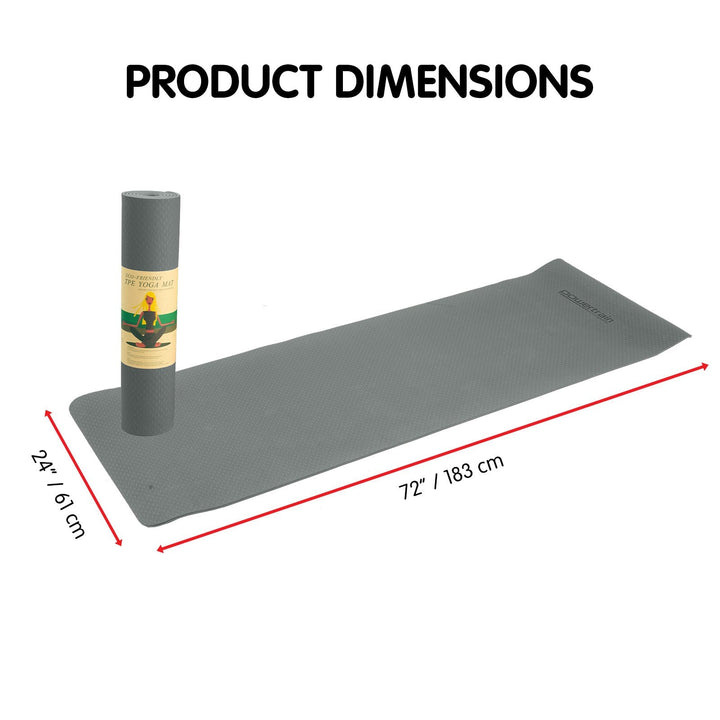 Translation missing: en.Powertrain Eco-friendly Dual Layer 6mm Yoga Mat | Slate Grey | Non-slip Surface And Carry Strap For Ultimate Comfort And Portability