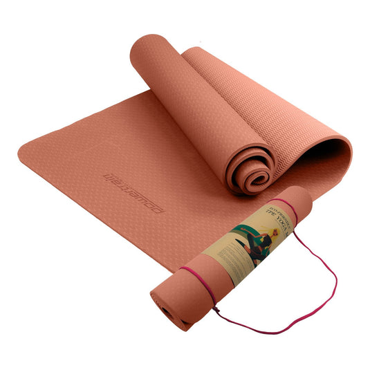 Translation missing: en.Powertrain Eco-friendly Dual Layer 6mm Yoga Mat | Peach | Non-slip Surface And Carry Strap For Ultimate Comfort And Portability