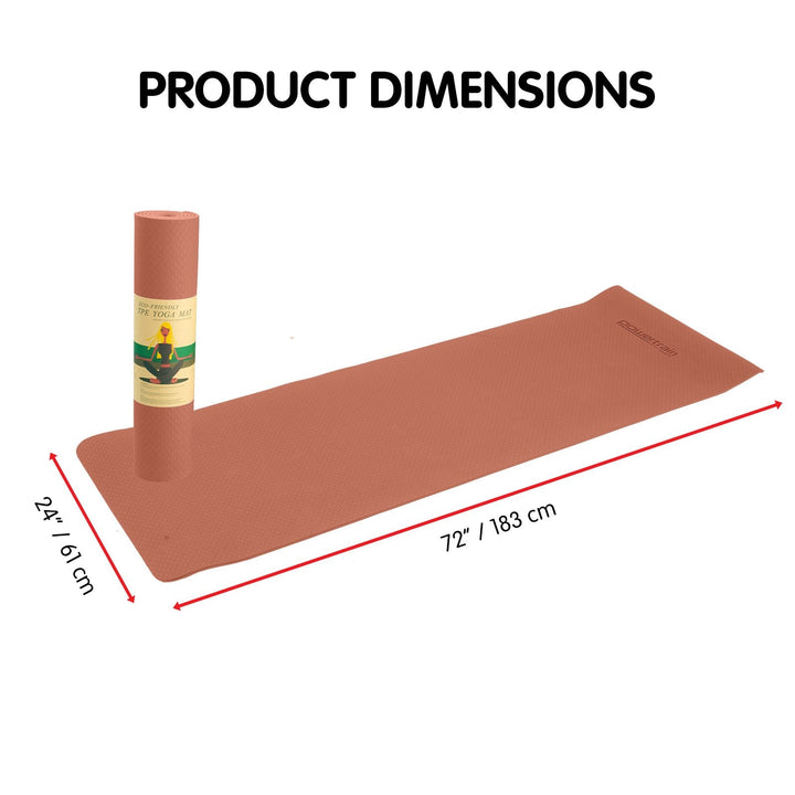 Translation missing: en.Powertrain Eco-friendly Dual Layer 6mm Yoga Mat | Peach | Non-slip Surface And Carry Strap For Ultimate Comfort And Portability