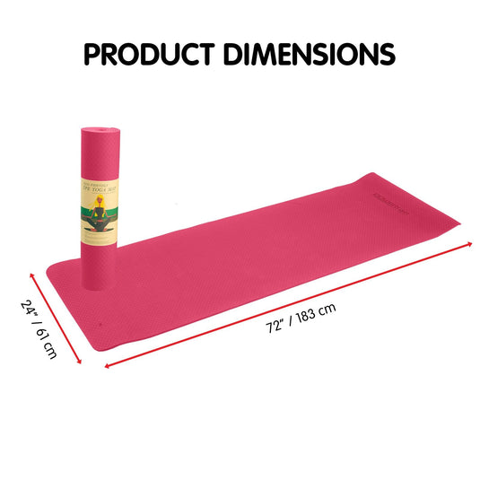 Translation missing: en.Powertrain Eco-friendly Dual Layer 6mm Yoga Mat | Pink | Non-slip Surface And Carry Strap For Ultimate Comfort And Portability