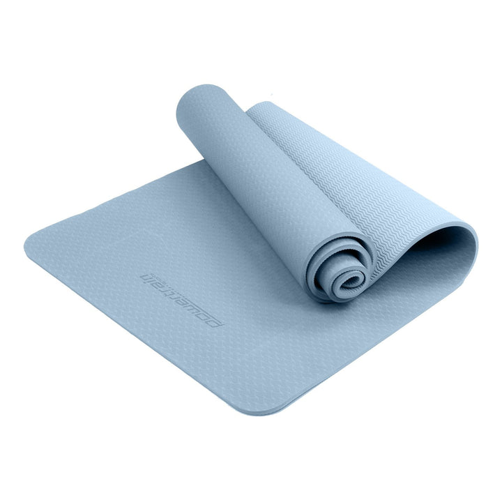 Translation missing: en.Powertrain Eco-friendly Dual Layer 6mm Yoga Mat | Sky Blue | Non-slip Surface And Carry Strap For Ultimate Comfort And Portability