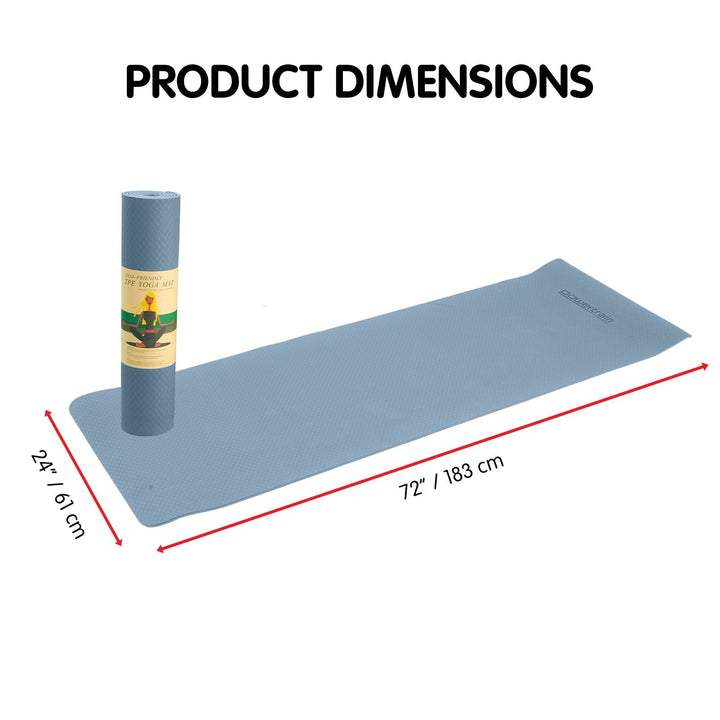 Translation missing: en.Powertrain Eco-friendly Dual Layer 6mm Yoga Mat | Sky Blue | Non-slip Surface And Carry Strap For Ultimate Comfort And Portability