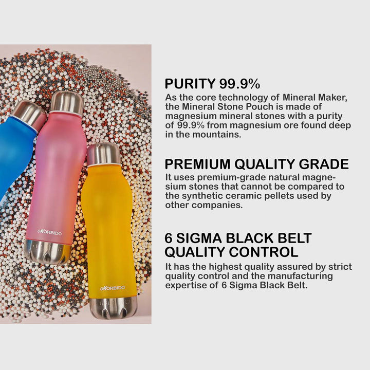 Translation missing: en.Mineral Maker MORBIDO Alkaline Filter Water Bottle + a Mineral Stone Pouch BLUE