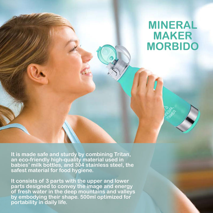 Translation missing: en.Mineral Maker MORBIDO Alkaline Filter Water Bottle + a Mineral Stone Pouch GREEN