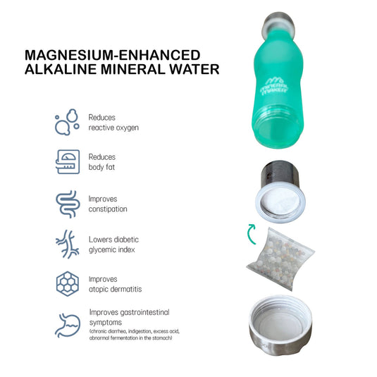 Translation missing: en.Mineral Maker MORBIDO Alkaline Filter Water Bottle + a Mineral Stone Pouch GREEN