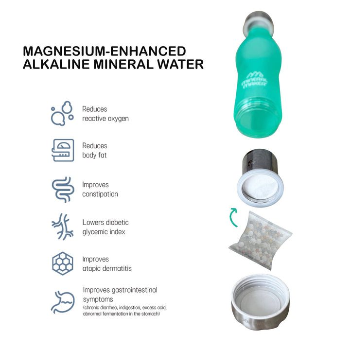 Translation missing: en.Mineral Maker MORBIDO Alkaline Filter Water Bottle + a Mineral Stone Pouch GREEN