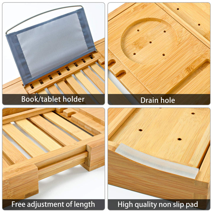 Translation missing: en.Bamboo Bathtub Bath tub Tray Table Caddy Tray Cellphone,Book,Tray Wineglass Holder