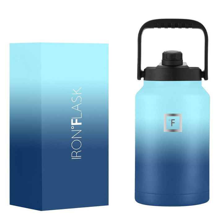 Translation missing: en.Iron Flask Bottle with Spout Lid, Blue Waves, 128oz/3800ml