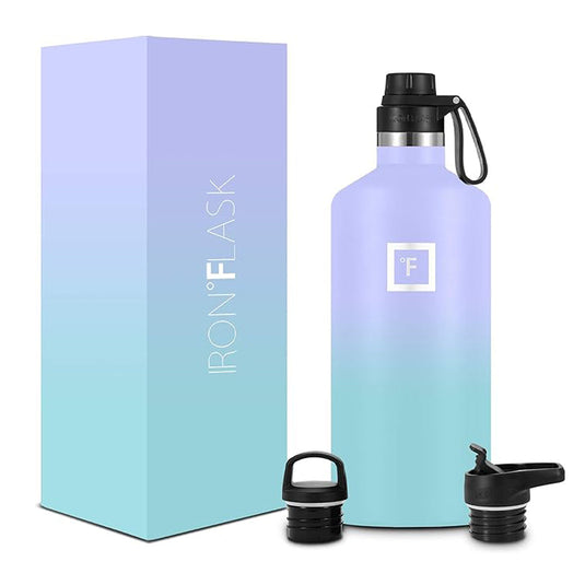 Translation missing: en.Iron Flask Narrow Mouth Bottle with Spout Lid, Cotton Candy, 64oz/1900ml