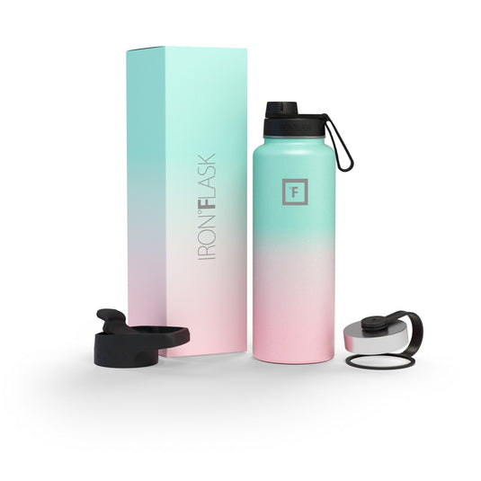 Translation missing: en.Iron Flask Wide Mouth Bottle with Spout Lid, Bubble Gum - 40oz/1200ml