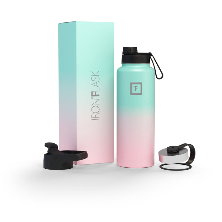 Translation missing: en.Iron Flask Wide Mouth Bottle with Spout Lid, Bubble Gum - 40oz/1200ml