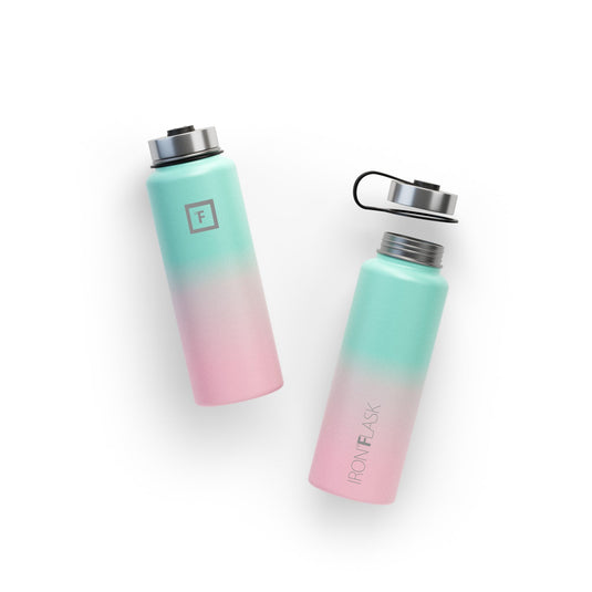 Translation missing: en.Iron Flask Wide Mouth Bottle with Spout Lid, Bubble Gum - 40oz/1200ml