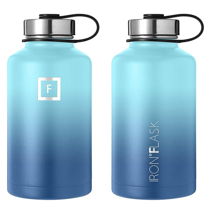 Translation missing: en.Iron Flask Wide Mouth Bottle with Straw Lid, Blue Waves, 64oz/1900ml