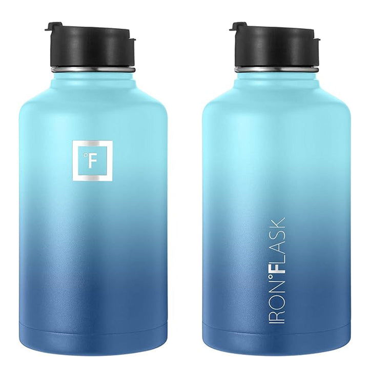 Translation missing: en.Iron Flask Wide Mouth Bottle with Straw Lid, Blue Waves, 64oz/1900ml