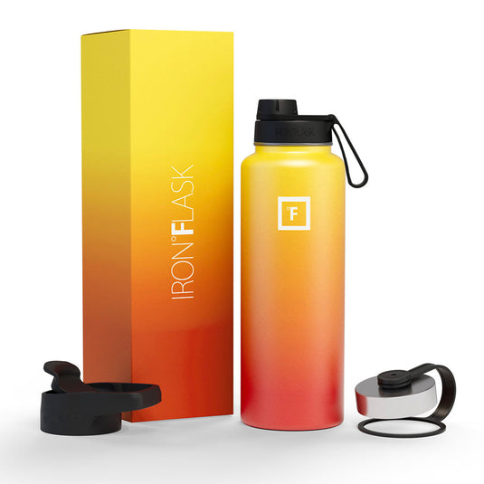 Translation missing: en.Jade Yoga Harmony Mat - Sky Blue &amp; Iron Flask Wide Mouth Bottle with Spout Lid, Fire, 32oz/950ml Bundle