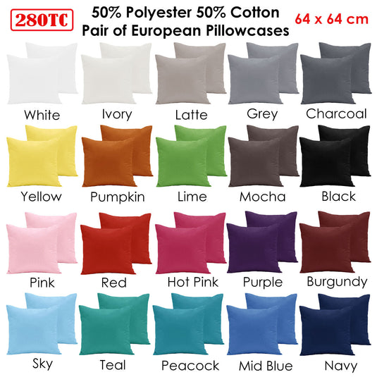 Translation missing: en.Pair of  280TC Polyester Cotton European Pillowcases Ivory